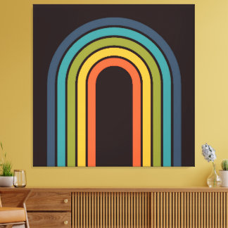 Impressão Em Tela Padrão de Teal Laranja Marrom dos anos 70 Personal