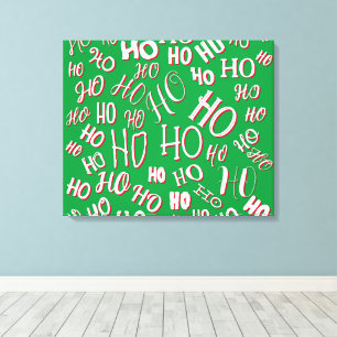 Impressão Em Tela Padrão de texto de Natal HO HO HO branco verde ver