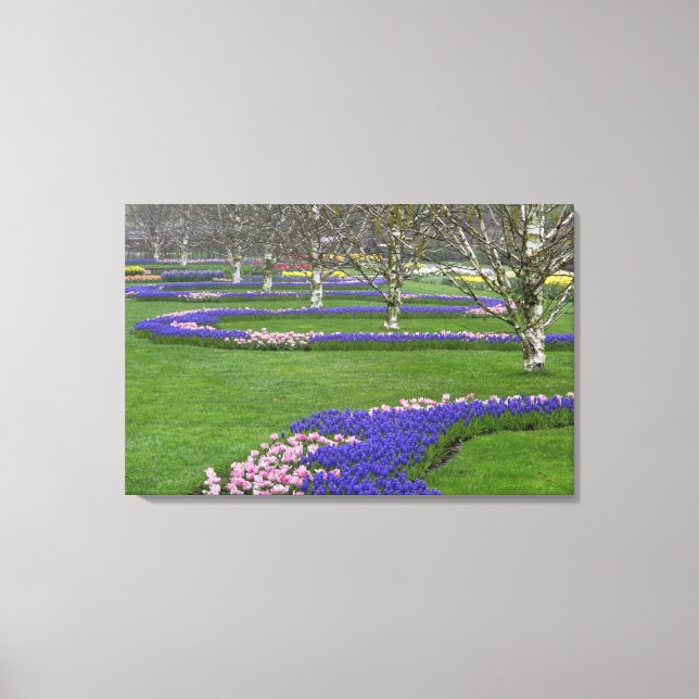 Impressão Em Tela Padrão de tulipas e flores de jacinto de uva, 2 (Frente)