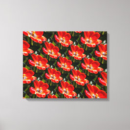 Impressão Em Tela Padrão de Tulipas Vermelhas