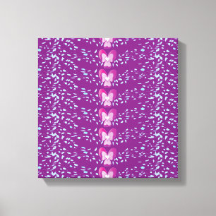 Impressão Em Tela Padrão de wallpaper de Violetas Florais Rosa Vinta