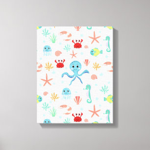 Impressão Em Tela padrão do mundo marinho