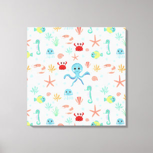 Impressão Em Tela padrão do mundo marinho