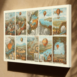 Impressão Em Tela Padrão do Vintage Hot Air Balloon Collecting Cards