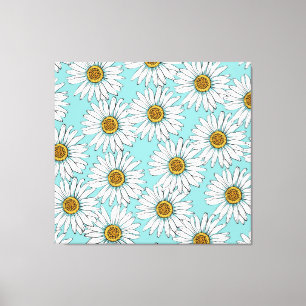 Impressão Em Tela Padrão Floral da margarida azul