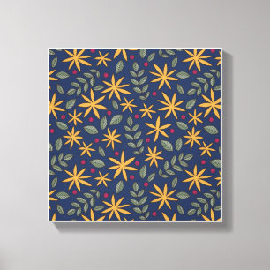 Impressão Em Tela Padrão Floral Dourado Desenho Botânico