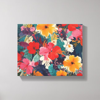 Impressão Em Tela Padrão Floral Lush e Vibrante