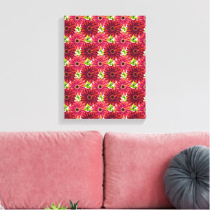 Impressão Em Tela Padrão Floral Ousado com Borboletas   Vermelho Vib