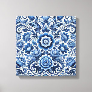 Impressão Em Tela Padrão Floral Popular Azul