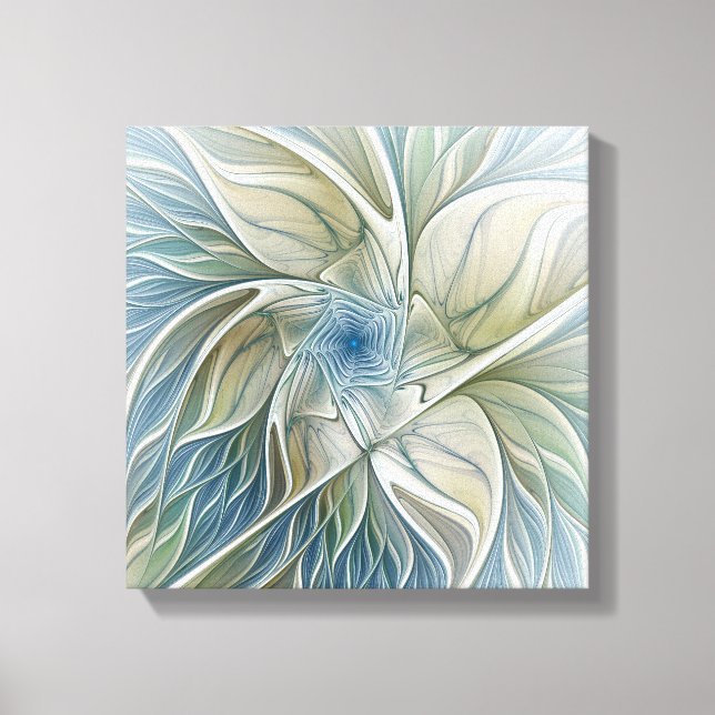 Impressão Em Tela Padrão Floral Sonho Abstrato Azul Caqui Fractal (Frente)