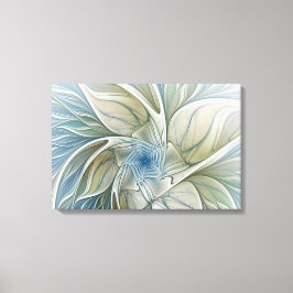 Impressão Em Tela Padrão Floral Sonho Abstrato Caqui Azul Fractal