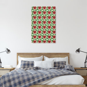 Impressão Em Tela Padrão Floral Vermelho Ousado Sem Costura