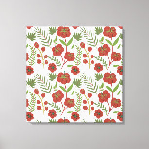 Impressão Em Tela Padrão floral vermelho sem costura sobre fundo bra