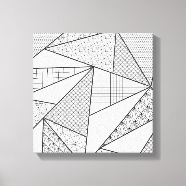 Impressão Em Tela Padrão Geométrico dos Triângulos Pretos Modernos (Frente)