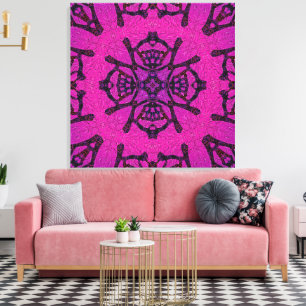 Impressão Em Tela Padrão Geométrico Rosa e Roxo Intenso