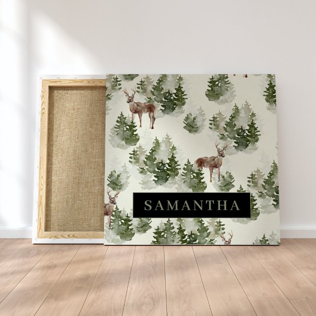 Impressão Em Tela Padrão Invisível da Floresta de Inverno da Aquarel (Criador carregado)