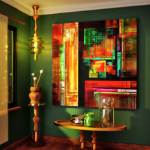 Padrão Moderno de Abstrato de Arte Quadrados Color