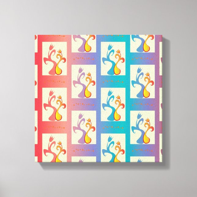 Impressão Em Tela Padrão moderno de Casal vermelho, púrpura e azul d (Frente)