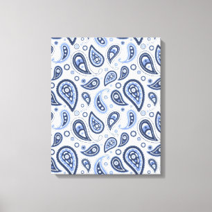 Impressão Em Tela Padrão Paisley Azul