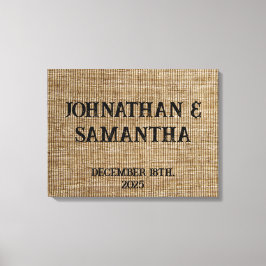Impressão Em Tela Padrão personalizado de burlap natural do casament
