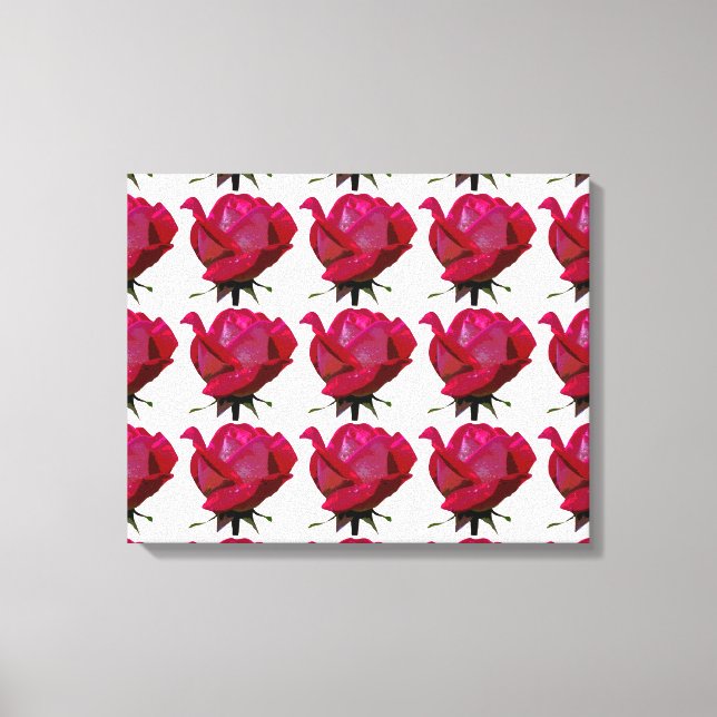 Impressão Em Tela padrão rosa vermelha (Frente)