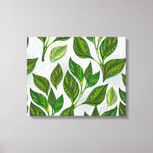 Impressão Em Tela Padrão sem costura com folhas verdes de chá