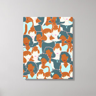 Impressão Em Tela Padrão sem costura com garotas negras e brancas