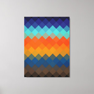 Impressão Em Tela Padrão Sem Costura do Diamante Retro Multicolor 2