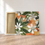 Impressão Em Tela Padrão Tropical Laranja e Flores de Água<br><div class="desc">Padrão Tropical Laranja e Flores de Água</div>