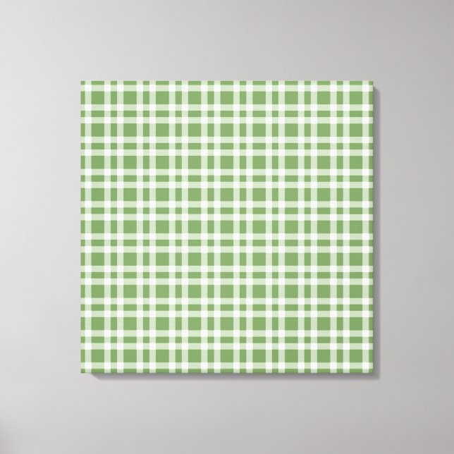 Impressão Em Tela Padrão Xadrez Verde Branco (Frente)