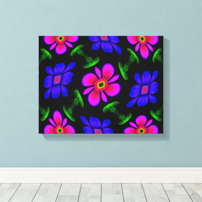 Impressão Em Tela Padrões de flores rosa adoráveis (Insitu(piso de madeira))