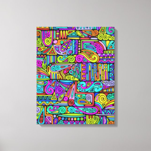 Impressão Em Tela Padrões De Mão E Digitalmente Pintados Art 5° (Frente)