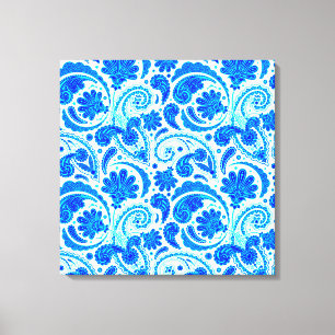 Impressão Em Tela Padrões de paisley aqua azul fofo