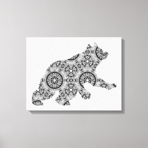 Impressão Em Tela Página de Coloração de Adultos de Arte Ursa Geomét