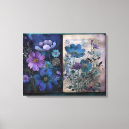 Impressão Em Tela Páginas de Diário de Arte: Vintage Blues