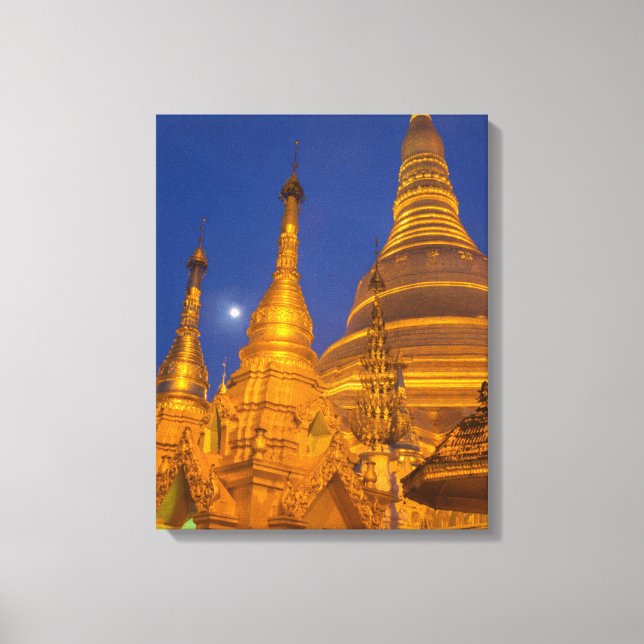 Impressão Em Tela Pagode Shwedagon à noite, Myanmar (Frente)