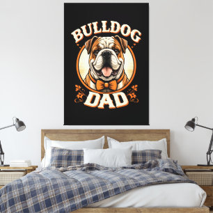Impressão Em Tela Pai Bulldog – Dia dos Pais com Bulldog Vintage Fof