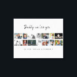 Impressão Em Tela Pai com a Família 14 Fotocolagem Collage Keepsasas<br><div class="desc">Pai com Família 14 Foto Collage Keepsasasaame Canvas Print. Colagem de 14 fotos, nome do pai com uma doce mensagem em um roteiro de tendências e nomes de crianças que sobrepõem as fotos. Adicione suas 14 fotos da família favorita. Bela manutenção e presente de aniversário, Dia do Pai ou Natal...</div>