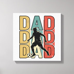 Impressão Em Tela Pai Futebol Desenho Vetorial de Gravura Vintage_1
