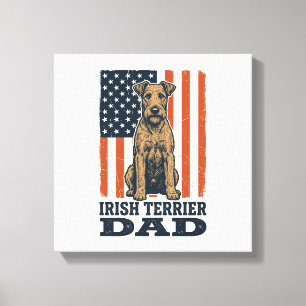 Impressão Em Tela Pai Irish Terrier Patriótico Vintage