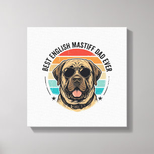 Impressão Em Tela Pai Mastiff Inglês Desenho Vintage Pôr do Sol Cão