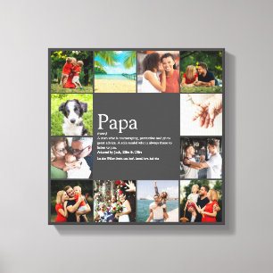 Impressão Em Tela Pai Papai Definicção 12 Colagem de Fotos Cinza