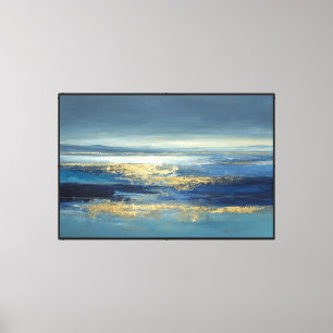 Impressão Em Tela Painel Abstrato de Paisagem Marítima com Reflexos