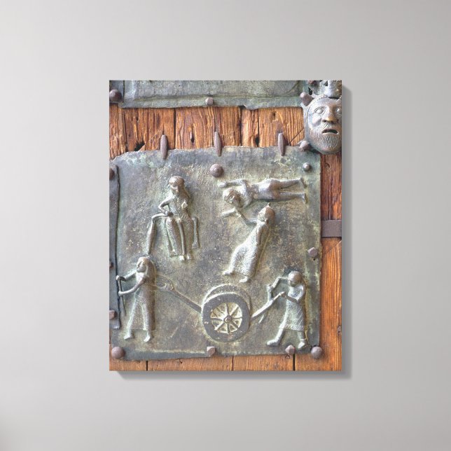 Impressão Em Tela Painel da porta esquerda, século 12 (bronz) (Frente)