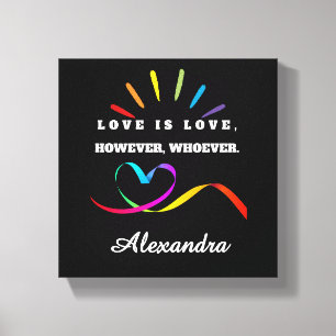 Impressão Em Tela Painel Esquerdo - Arco-Íris Neon "O Amor é Amor" P