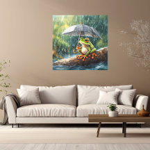 Painterly Cottagecore Sapo Woodland Rainy Day Art