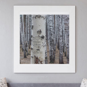 Impressão Em Tela País Personalizado Rustic Gravado Nomes de Coração