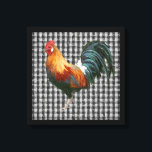 Impressão Em Tela País Russo Negro e Branco do Galo de Farmhouse<br><div class="desc">"Farmhouse Rooster Black and White Rustic Country Canvas Print." Estilo russo de fazenda country com um toque quente e acolhedor! Trabalho de arte de cor pastel de óleo de pinheiro de um galo preto e branco azul-vermelho esfolado sobre um padrão de gingham preto e branco com textura áspera. Esta trabalho...</div>
