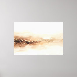 Impressão Em Tela Paisagem Abstrata Bege Dourado Minimalista Moderna