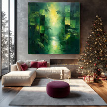 Paisagem Abstrata Monocromática Verde de Selva